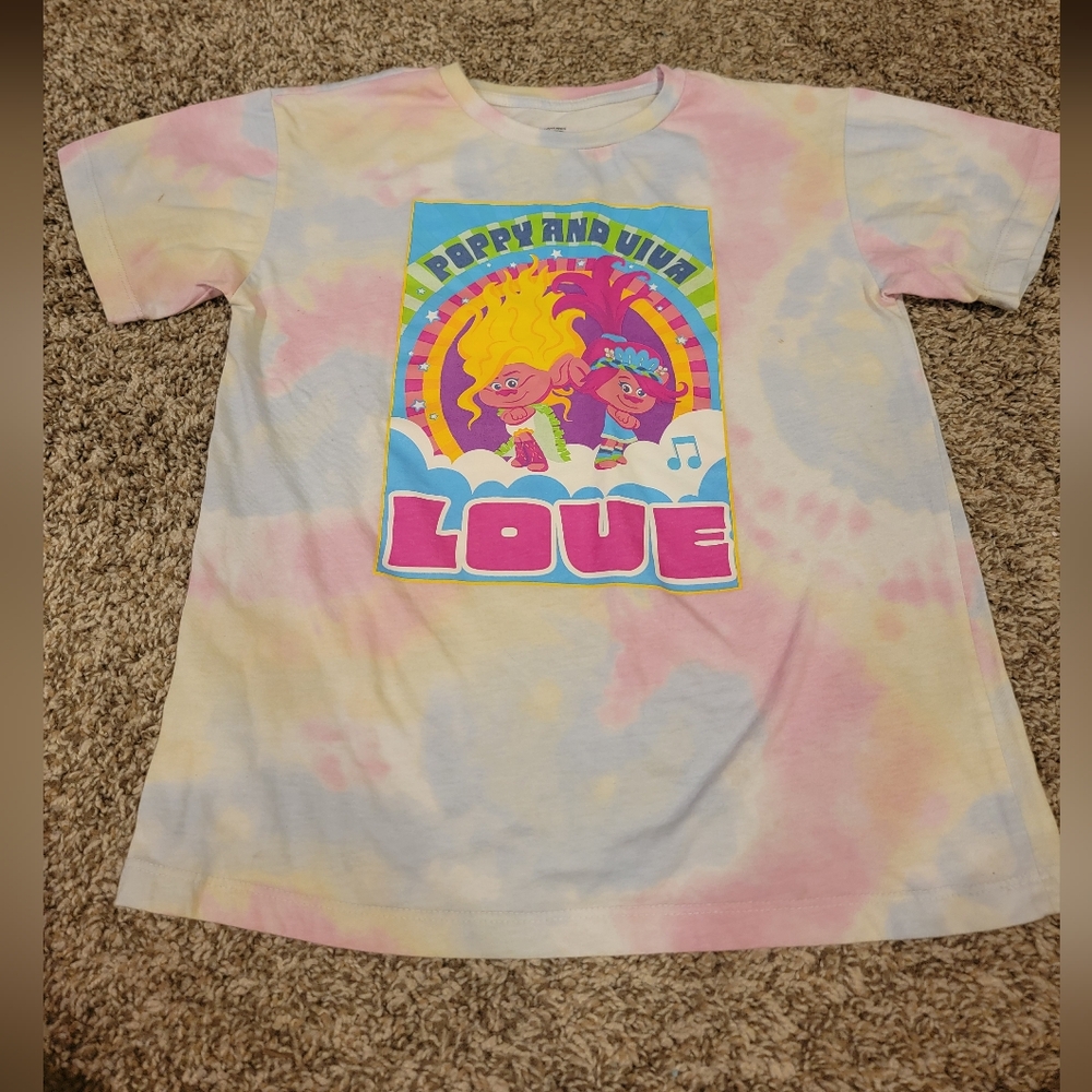 Dreamworks Trolls Tie Dye Graphic T-Shirt - Picture 1 of 8